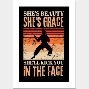 She's Beauty She's Grace She'll Kick You In The Face Karate Girl Posters and Art